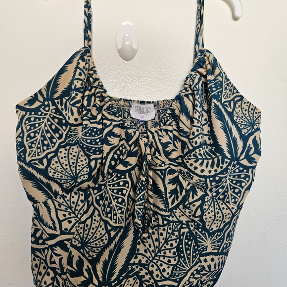 Sienna Sky Leaf Print Camisole - Green and Tan - Picture 1 of 3